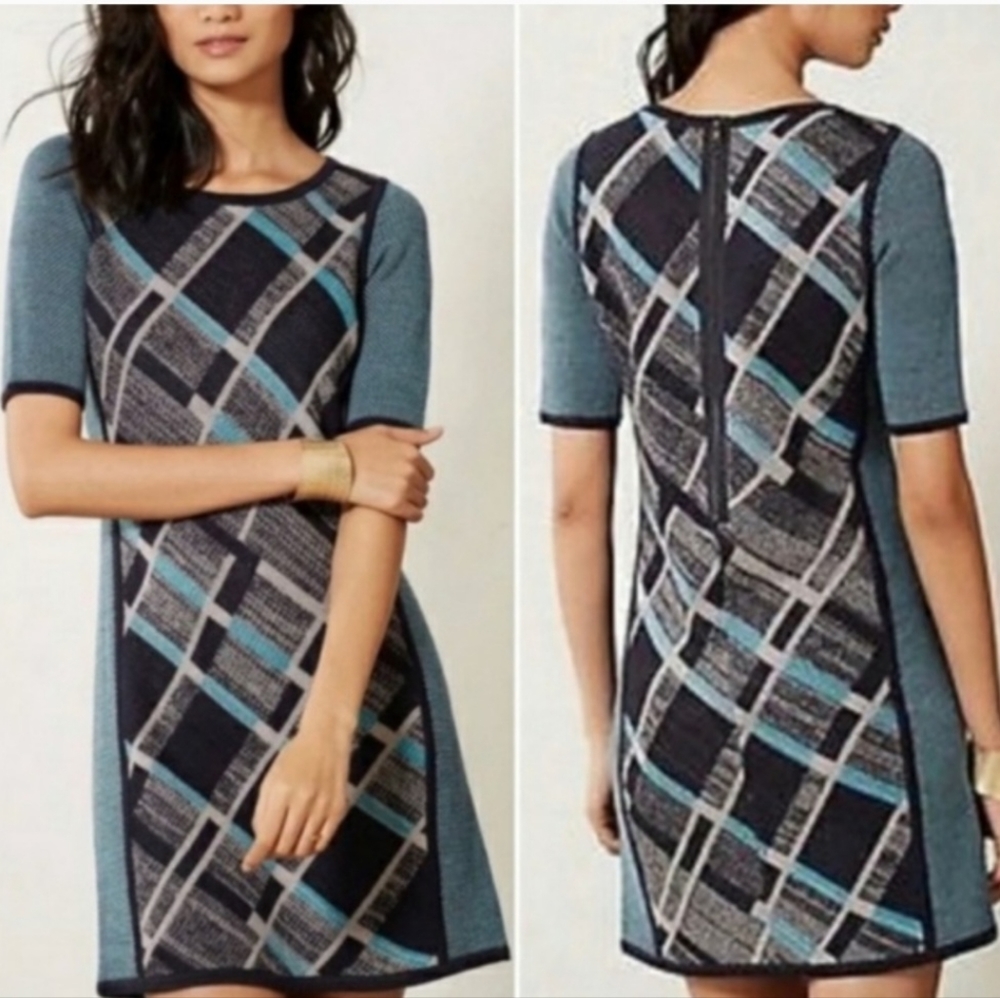 Sparrow Gywn Blue Wool Blend Sweater Dress